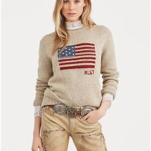 Polo Ralph Lauren American Flag sweater in Oatmeal linen women's small
